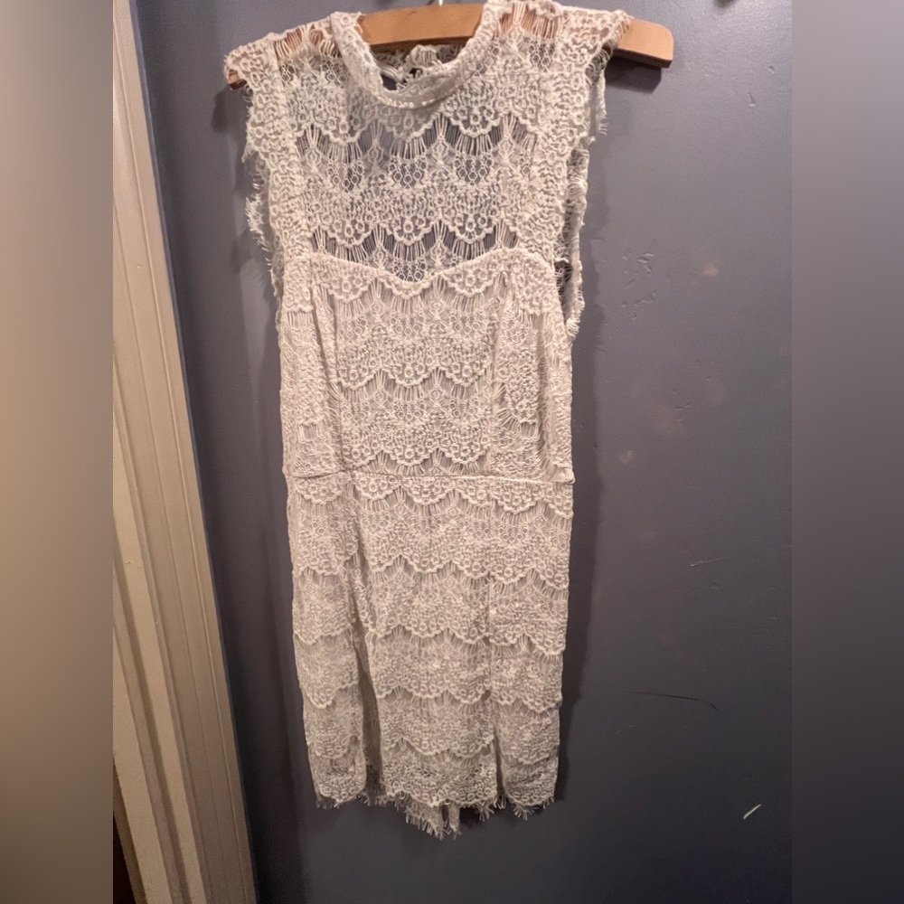 NWT free people backless mock neck lace mini dress
